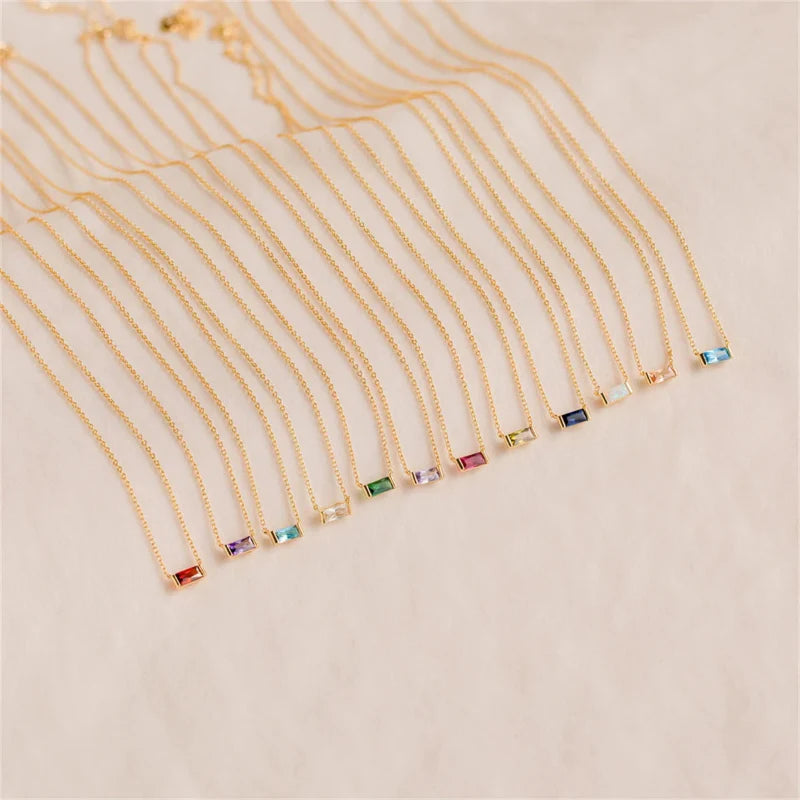 Collar con Colgante Fino Piedra de Nacimiento de Color