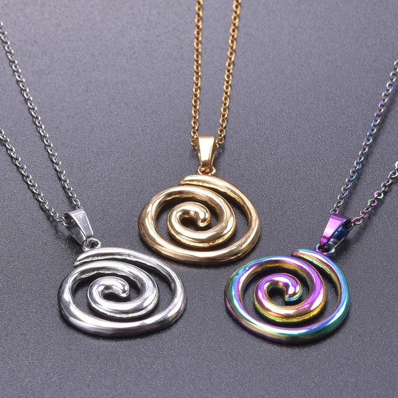Collier avec grand pendentif spirale ajourée argent