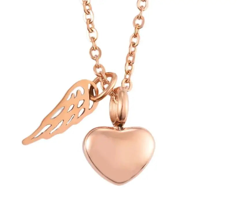 Collar con urna para cenizas colgante de alas de ángel