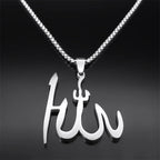Collier avec pendentif Allah arabe islam musulman argent 50 cm