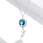 Collar con Colgante con Decoración de Luna y Gato