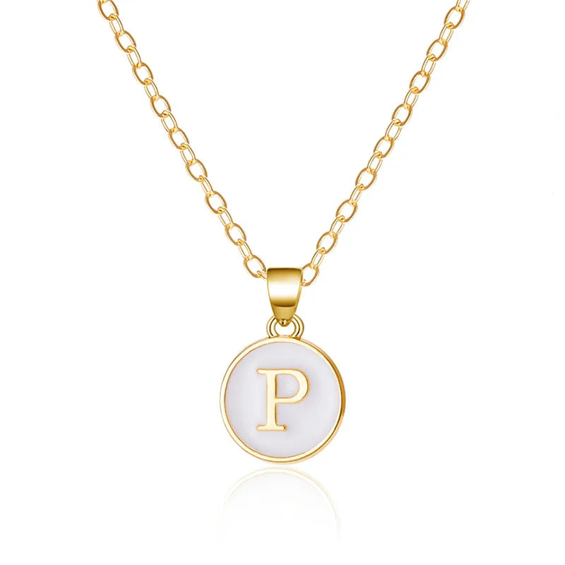 Collar con colgante blanco inicial - letra 
