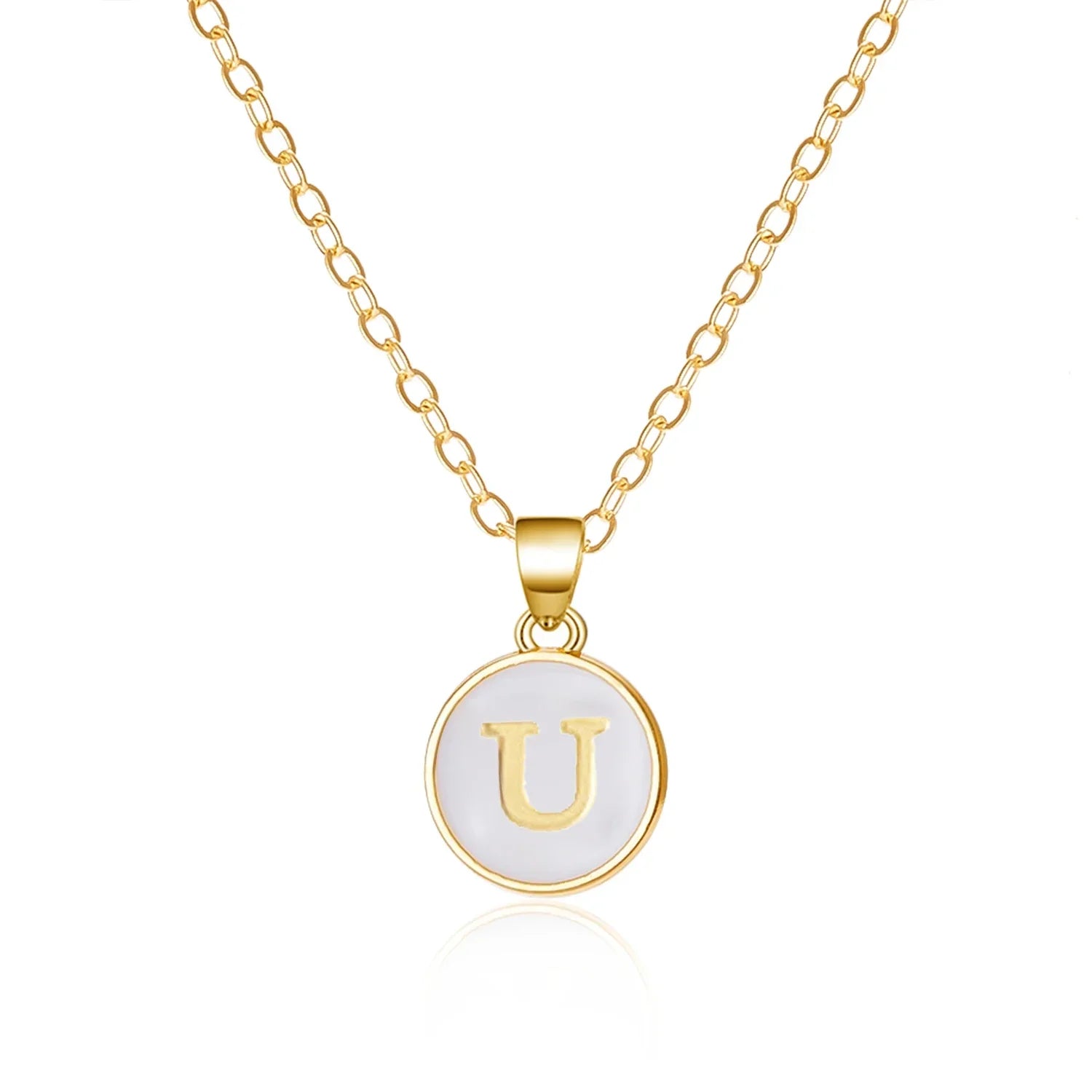 Collier avec pendentif blanc initiale u