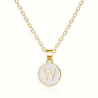 Collar con colgante blanco inicial - letra 