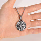 Collier avec Pendentif Boussole Rose des Vents pour Homme argent