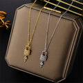 Necklace with key and lock pendant