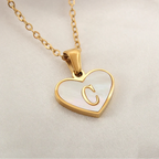 Necklace with white heart initial letter pendant