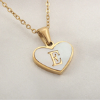 Necklace with white heart initial letter pendant