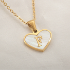 Necklace with white heart initial letter pendant