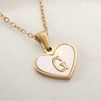 Necklace with white heart initial letter pendant