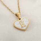 Necklace with white heart initial letter pendant