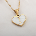 Necklace with white heart initial letter pendant