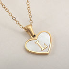 Necklace with white heart initial letter pendant