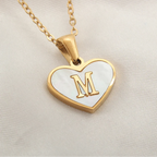 Necklace with white heart initial letter pendant