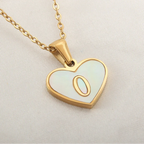 Necklace with white heart initial letter pendant