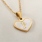 Necklace with white heart initial letter pendant