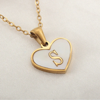 Necklace with white heart initial letter pendant