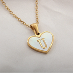 Necklace with white heart initial letter pendant