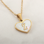 Necklace with white heart initial letter pendant