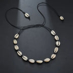 Necklace with Black Cowrie Shell Pendant
