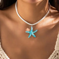 Necklace with Blue Starfish Shell Pendant