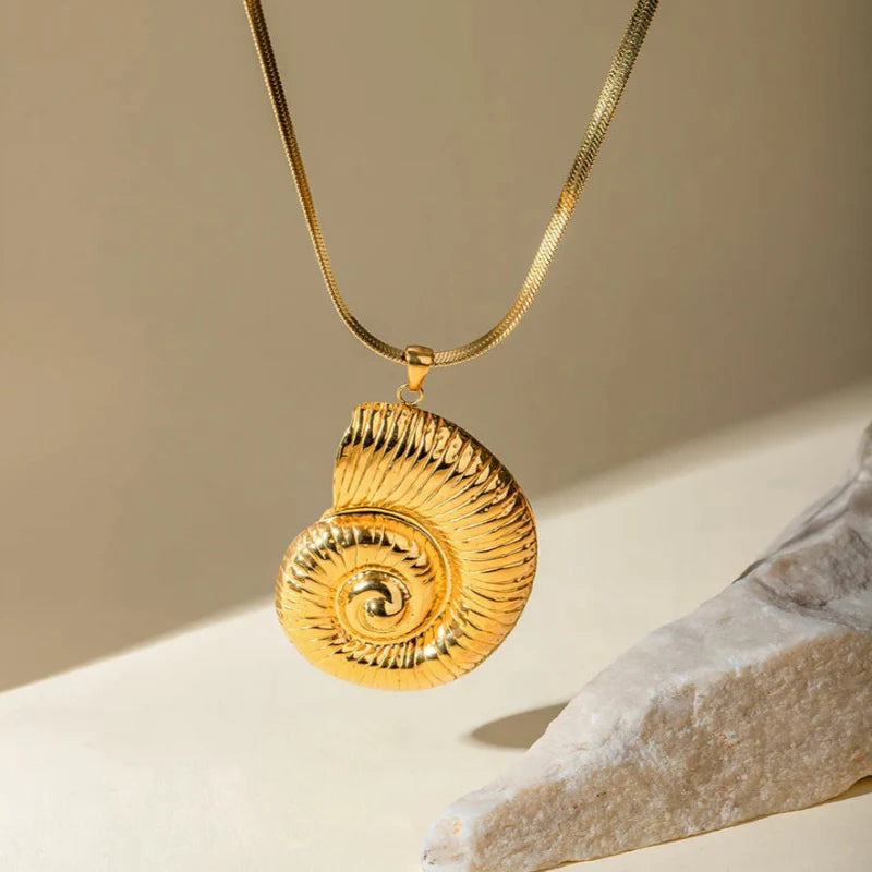 Necklace with Spiral Shell Pendant