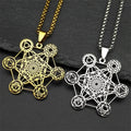 Collier avec Pendentif Cube de Métatron or