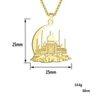 Collier avec pendentif d'une mosquée sur croissant de lune arabe