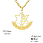 Collier avec pendentif de l'étoile de David et fleur de lis symbolique juive or