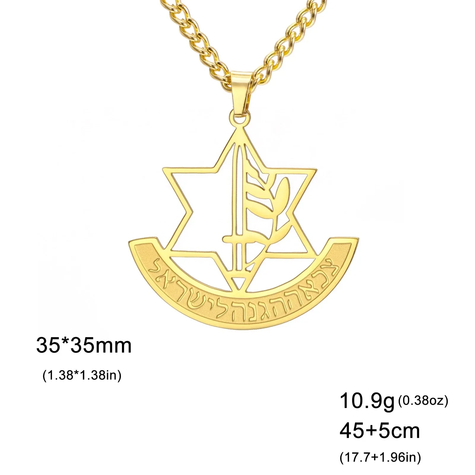 Collier avec pendentif de l'étoile de David et fleur de lis symbolique juive or