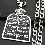 Collier avec pendentif de prières juives les 10 commandements de la Torah argent