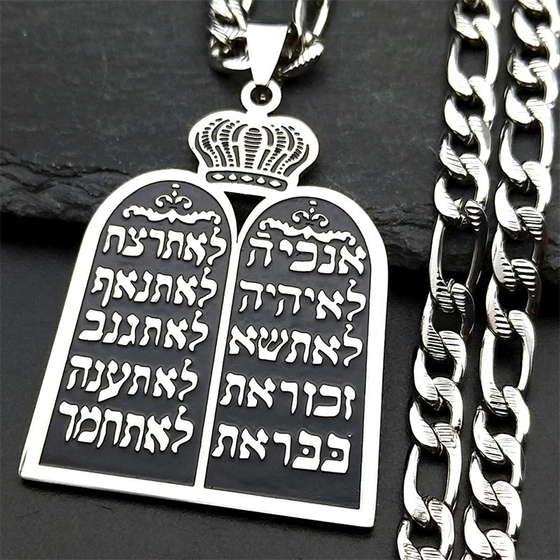 Collar con colgante de oraciones judías los 10 mandamientos de la Torá 