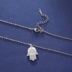 Collar con colgante de protección judío estrella de David y mano de Fátima 