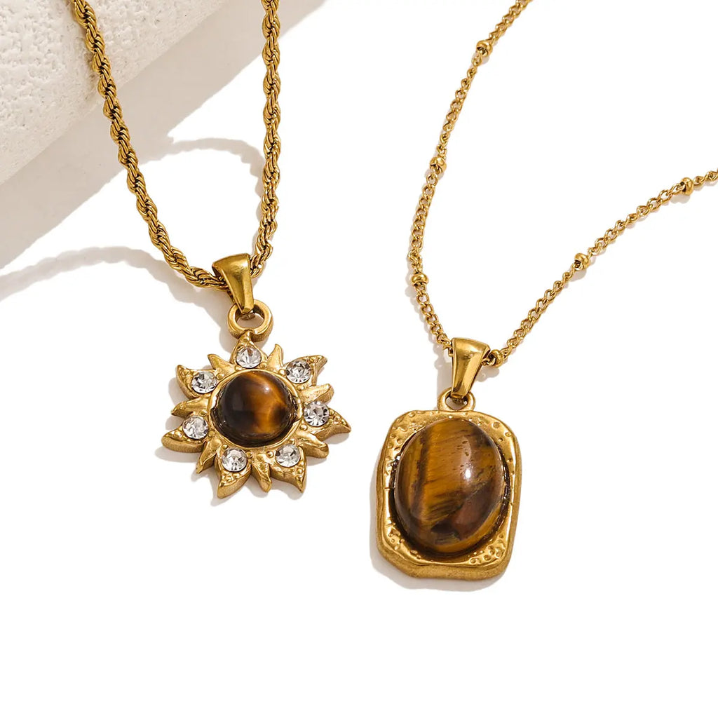 Collier avec Pendentif de Protection Oeil de Tigre pour Femme C