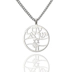 Collier avec pendentif en lettres hébraïques, Chai et l'étoile de David symboles juifs argent