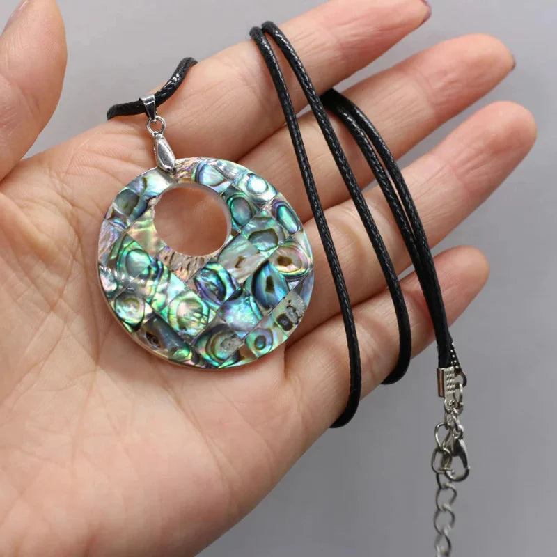 Leather Necklace with Mother-of-Pearl Shell Pendant