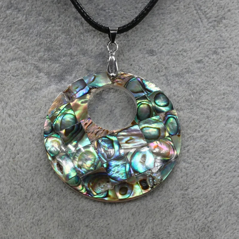 Leather Necklace with Mother-of-Pearl Shell Pendant