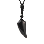 Collar con Colgante de Piedra Natural Diente de Tiburón Obsidiana