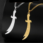 Collier avec pendentif épée d'Ali Zulfikar arabe islam musulman argent