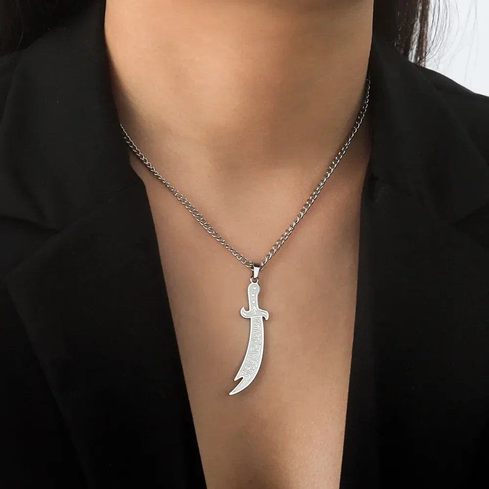 Necklace with Ali Zulfikar sword pendant, Muslim symbol 