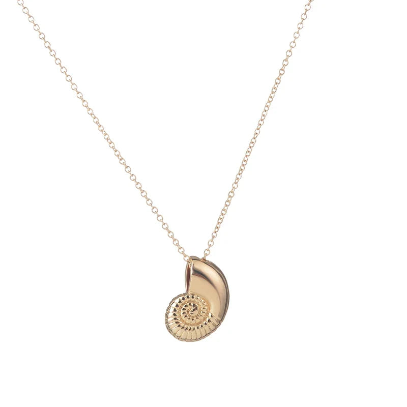 Necklace with Snail Shell Pendant for Men gold