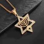 Collar con Colgante Estrella de David y Menorá - símbolos judíos