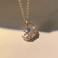 Necklace with Moonstone and Zircon Star Pendant for Women gold