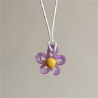 Collar con Colgante de Flor Colorida violeta