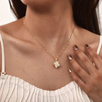 Collier avec Pendentif Fleur en Zircon Rotative Anti-Stress