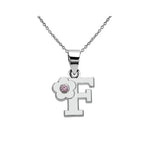 Necklace with flower pendant and initial letter