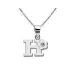 Necklace with flower pendant and initial letter