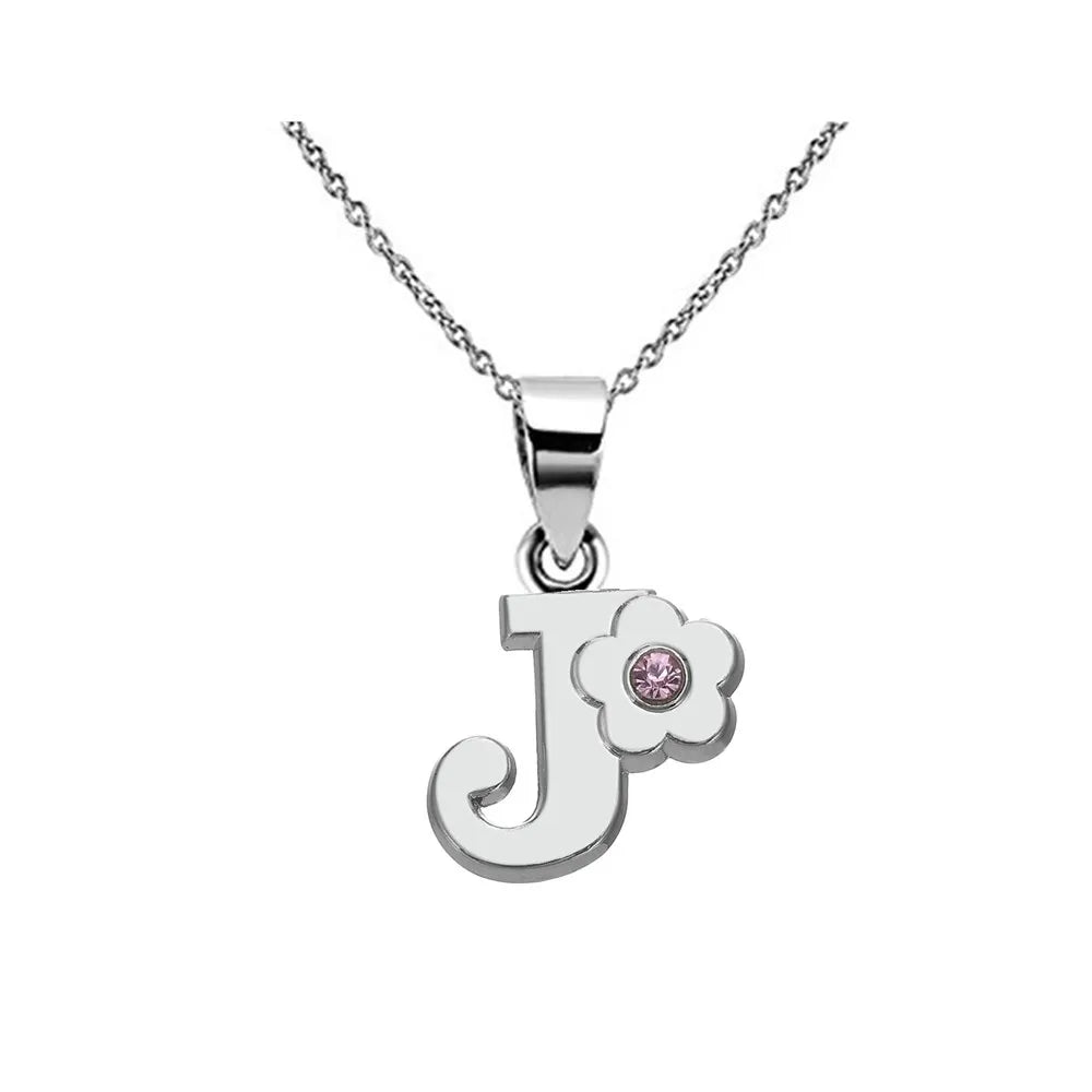 Collier avec pendentif initiale et fleur j