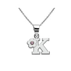 Necklace with flower pendant and initial letter