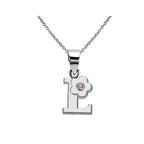 Necklace with flower pendant and initial letter